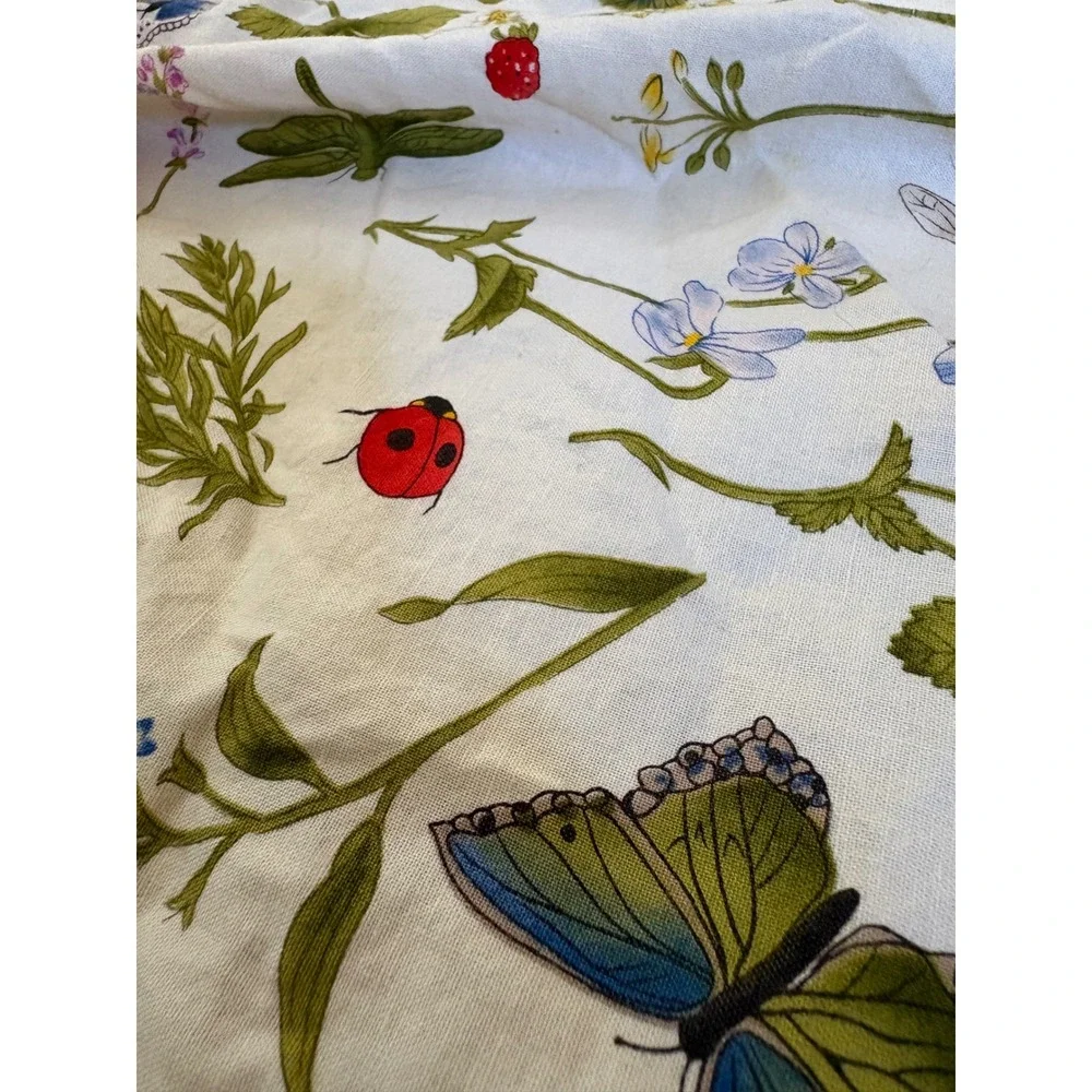 Now Designs Botanical Butterfly Floral Cotton Bib Apron White Multi Made in USA